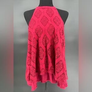 Shyanne Fuchsia Crochet Halter Tank Top